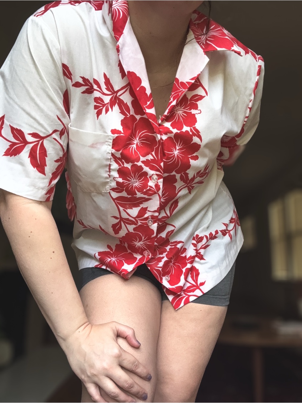 Vintage Gimo Hatties red and white Hawaiian shirt